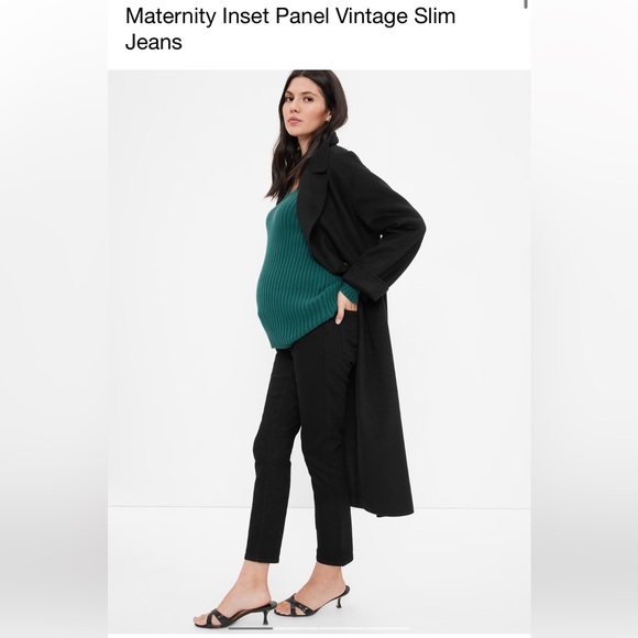 GAP Maternity Vintage Slim Black Jeans Side Inset Panel Size 12/31 reg‎ - Picture 1 of 8